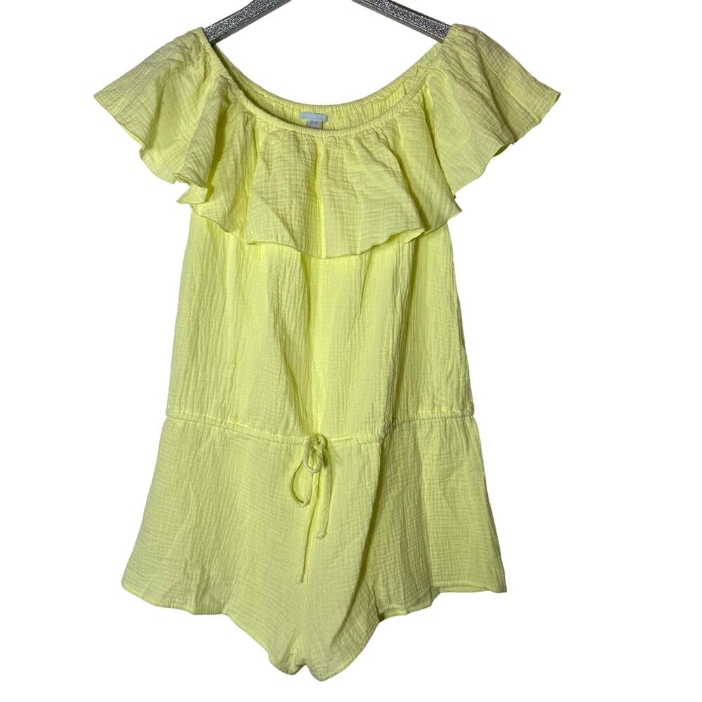 Eberjey Lucia Off Shoulder Teddy Romper Yellow NEW